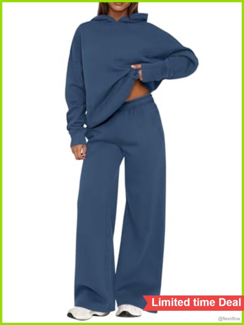 2 Piece Lounge Set Women Matching Sweatsuit Hoodie Wide Leg Pants